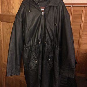 Black Leather Stadium Coat